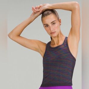 Lululemon Ebb to Street Racerback Crop Tank Top in Rainbow Multi/Black Size 10